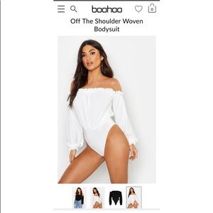 Off The Shoulder Woven White Bodysuit